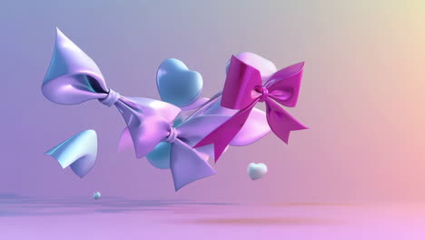ethereal floating purple and pink bows