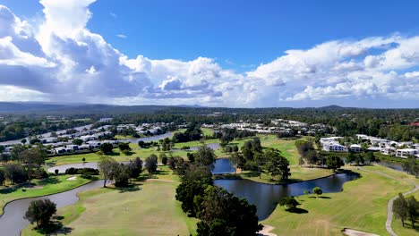 aerial footage showcasing a scenic golf course