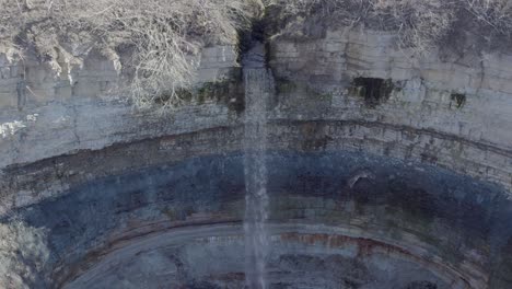 close up drone shot of valaste waterfall in estonia ida-virumaa