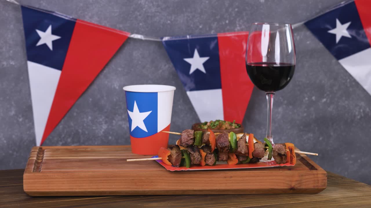 Chile Fiestas Patrias Chilean Flag Anniversary national day anticuchos wine glass