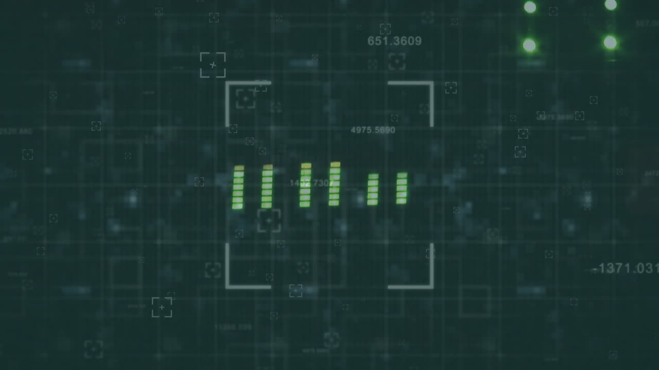 Animation of data processing and scope scanning over lights