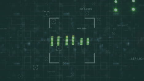 animación del procesamiento de datos y escaneo de alcance sobre luces