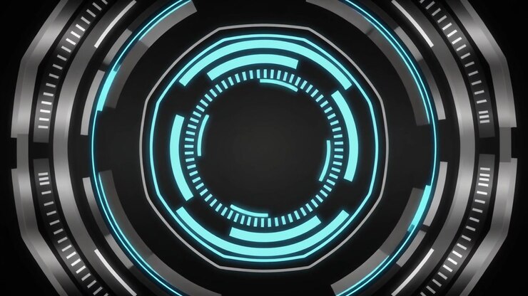 Interfaccia HUD digitale futuristica che ruota con movimento circolare