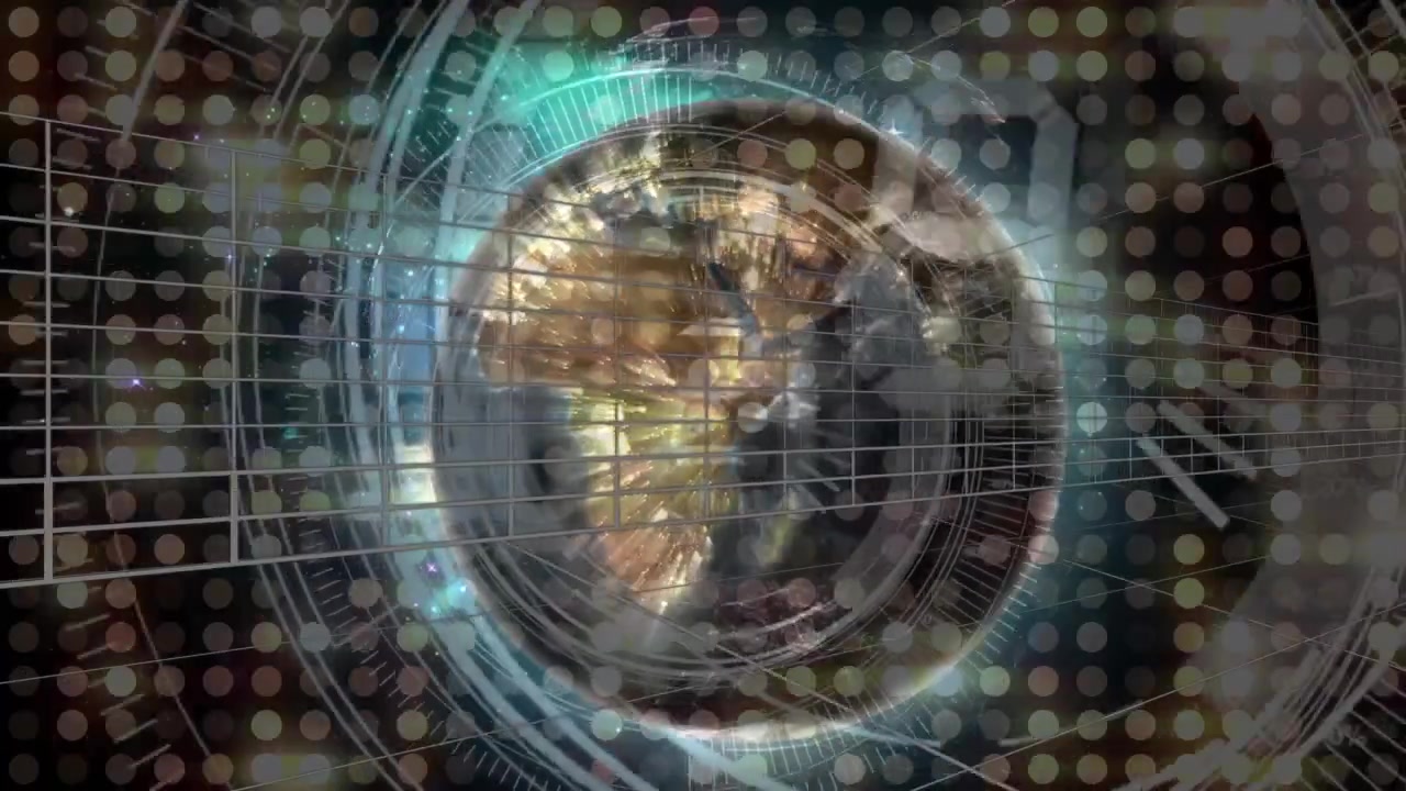 Animation of scope scanning over light spots and globe