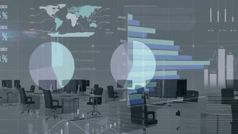 Animación-Del-Procesamiento-De-Datos-Estadísticos-A-Través-De-La-Red-Grid-Contra-Una-Oficina-Vacía