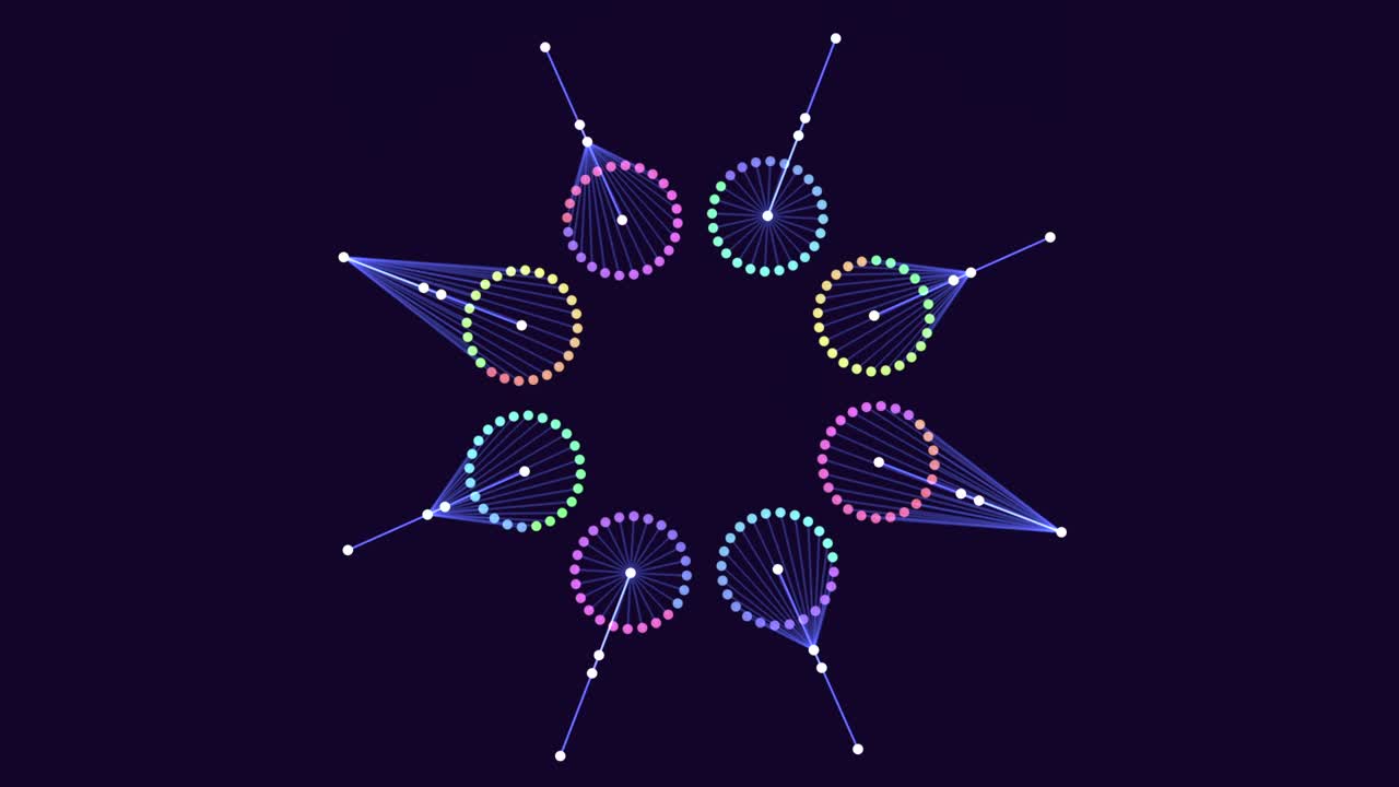 공간에 선과 점이 있는 추상적인 기하학적 모양