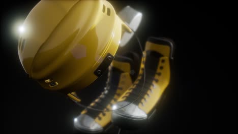 hockey equipment in the dark