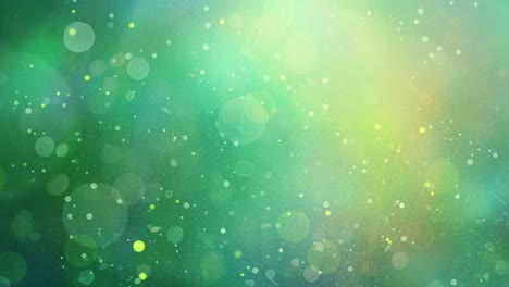 bokeh dreams: defocused green background with floating particles and ethereal lights