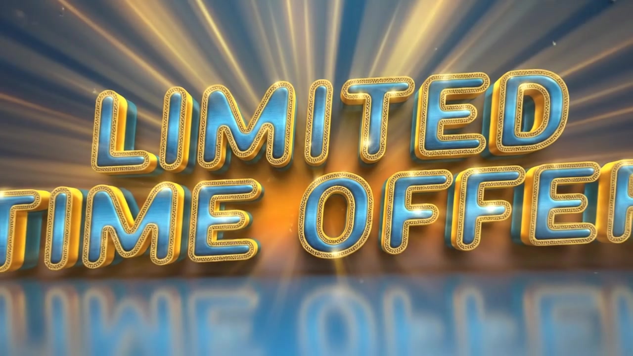 3D Animated Limited Time Offer Text with Glowing Light Rays