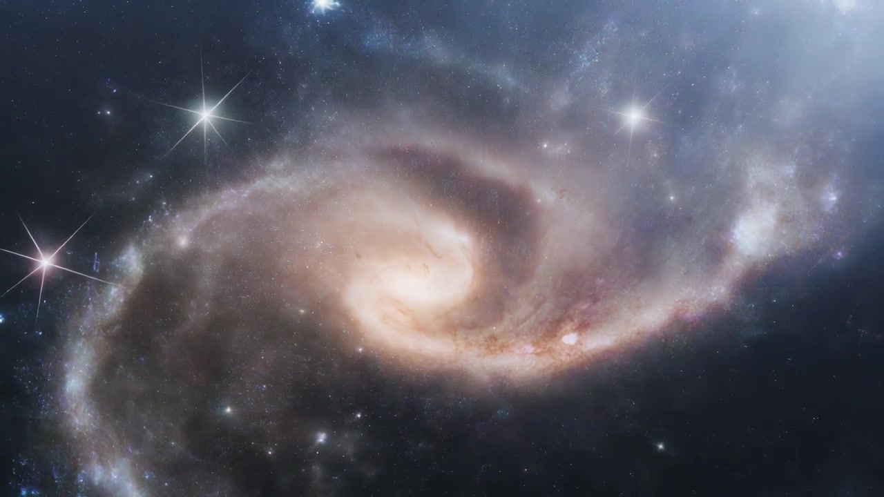 Spiral Galaxy Rotating in Deep Space