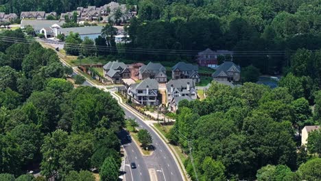 Noble-Residential-area-in-Suburbia-surrounded-by-green-forest-trees