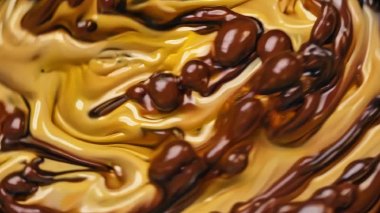 Miscela vorticosa di cioccolato e caramello