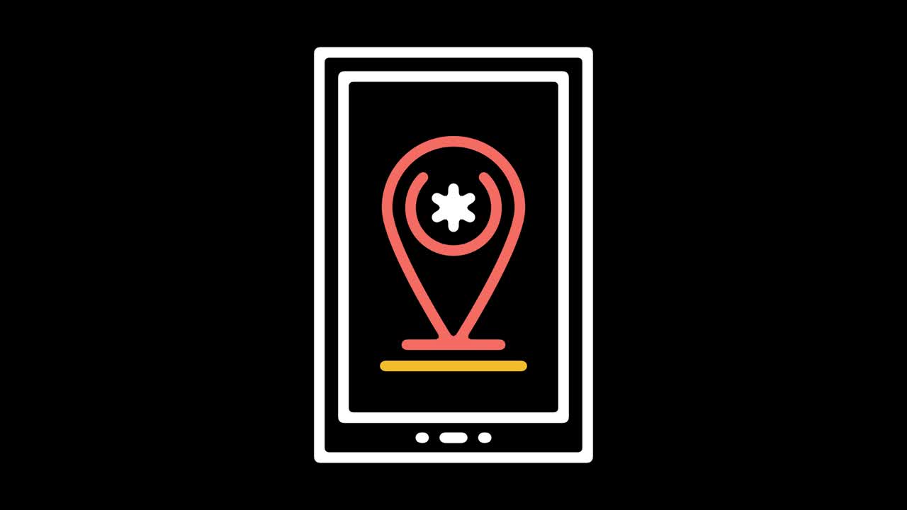 анимация значка линии мобильных услуг местоположения с альфой