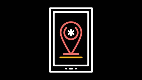 mobile location services line icon animation with alpha