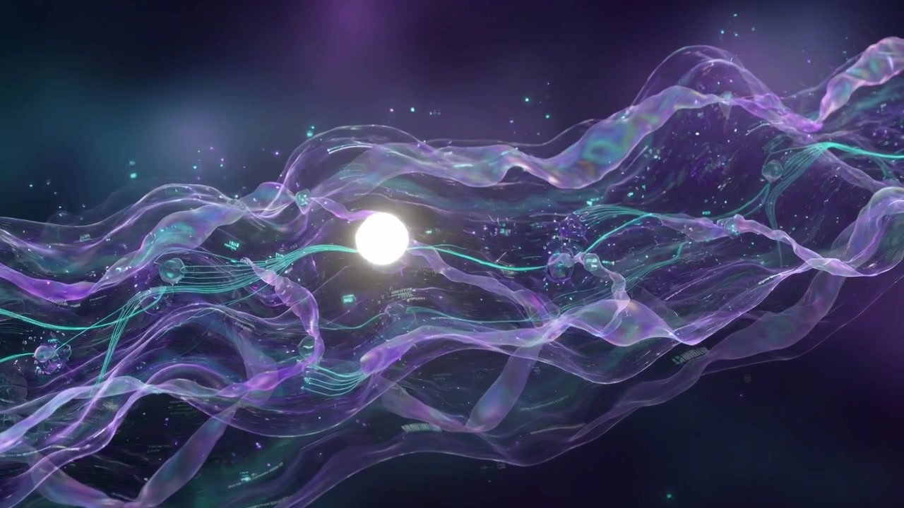 Rete neurale astratta con connessioni dati luminose