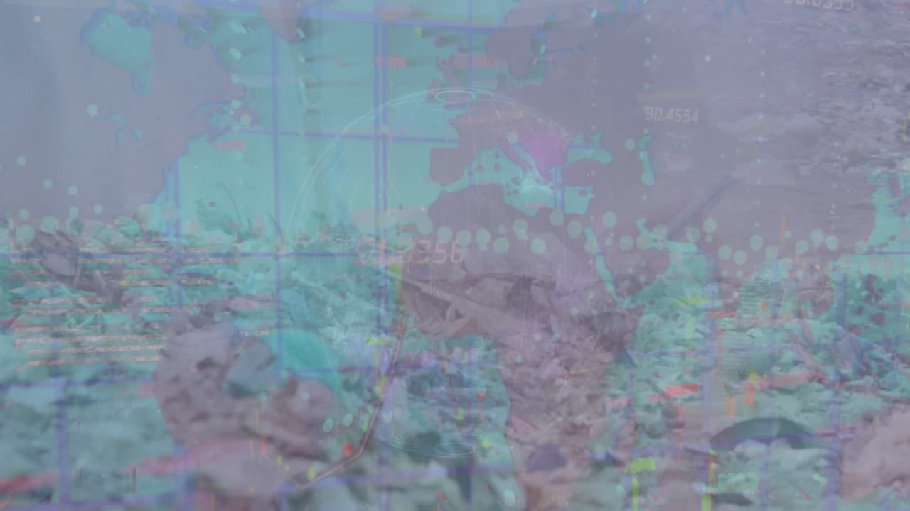 animación del procesamiento de datos sobre el vertedero de basura