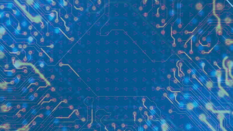 animation of computer circuit board on blue background