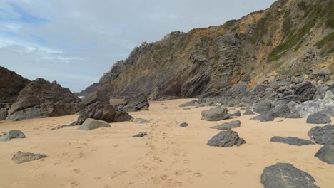 majestic wide view of sandy beach in gruta da adraga