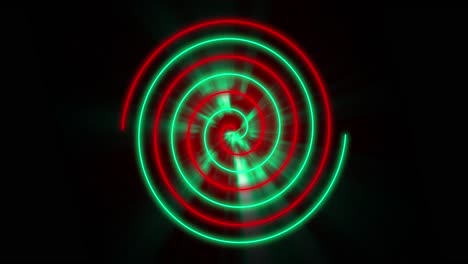 animación de círculos rojos y verdes brillantes sobre un fondo negro