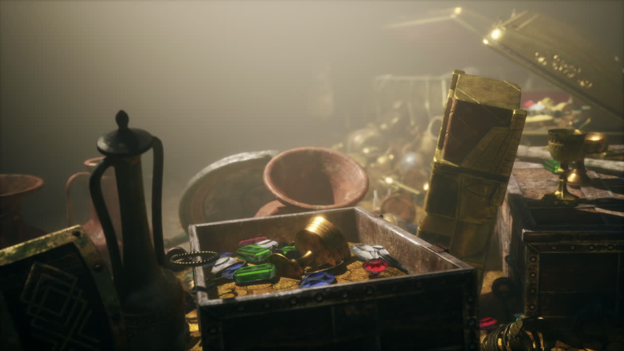 금 과 보석 으로 가득 찬 보물 상자