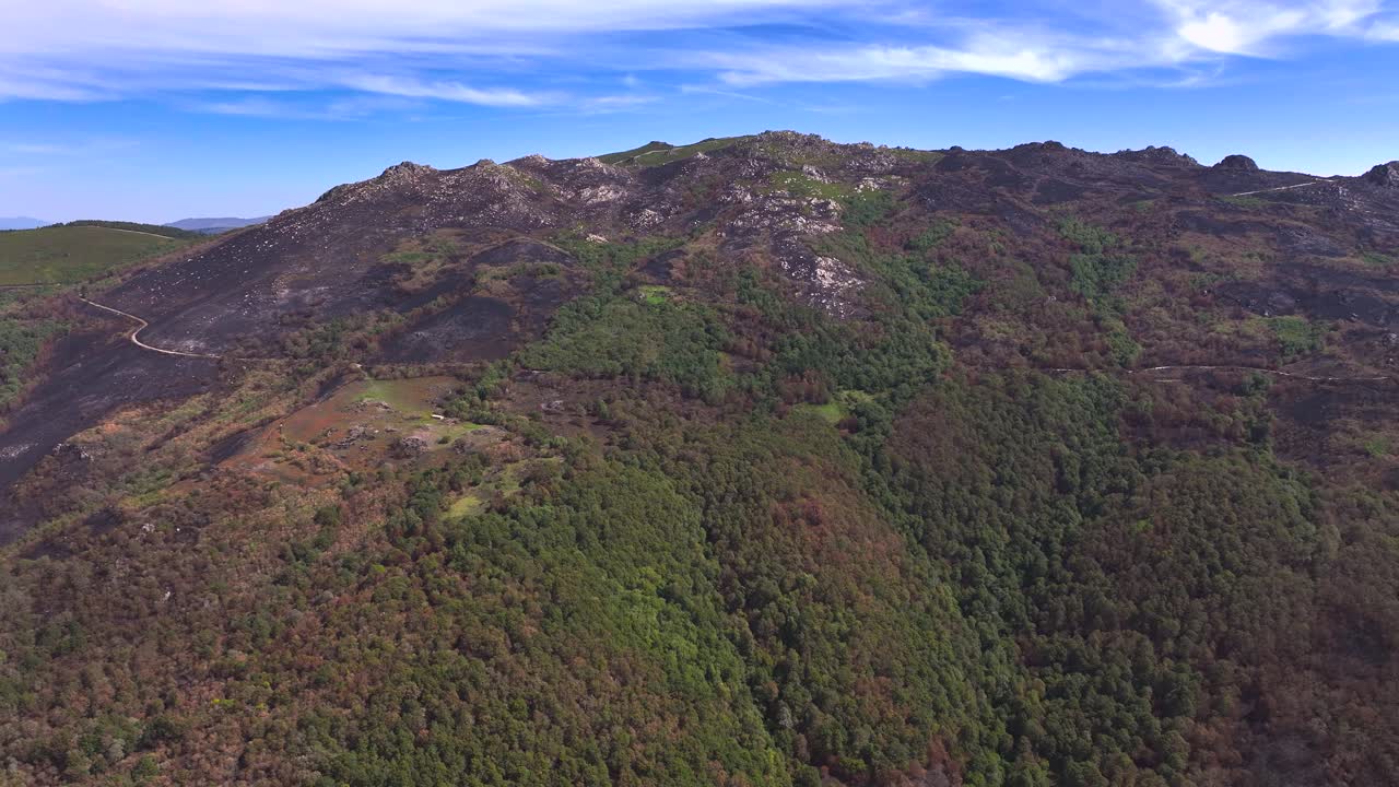 Mountainous Landscape Of Serra de San Mamede In The Province Of Ourense, Spain. Aerial Drone Shot