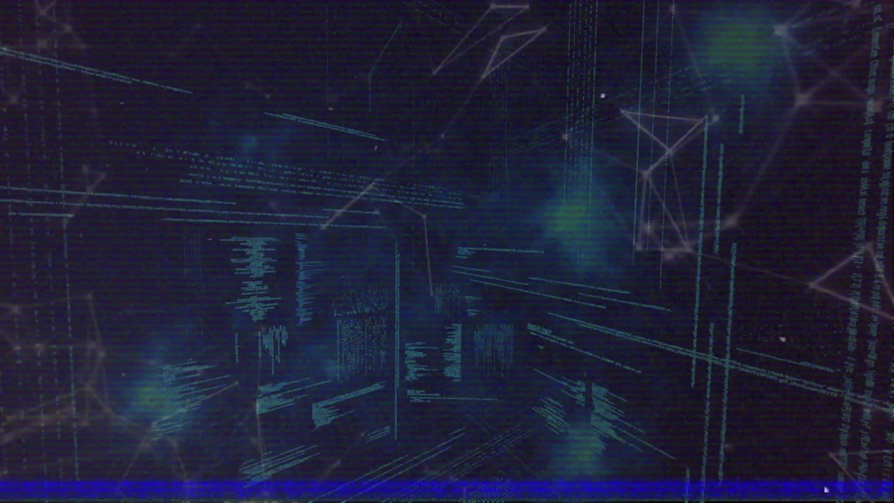 Animation of purple pattern, connections and data processing