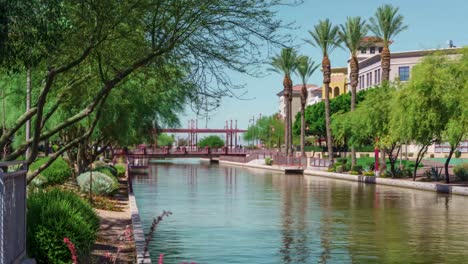 time lapse of the scottsdale water front in scottsdale, arizona.