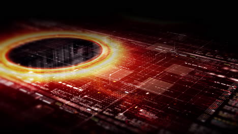Futuristic abstract de-focus flowing data matrix, meta, metaverse, telemetry and encrypt numbers display with particles simulation in cyber space environment for head up display background
