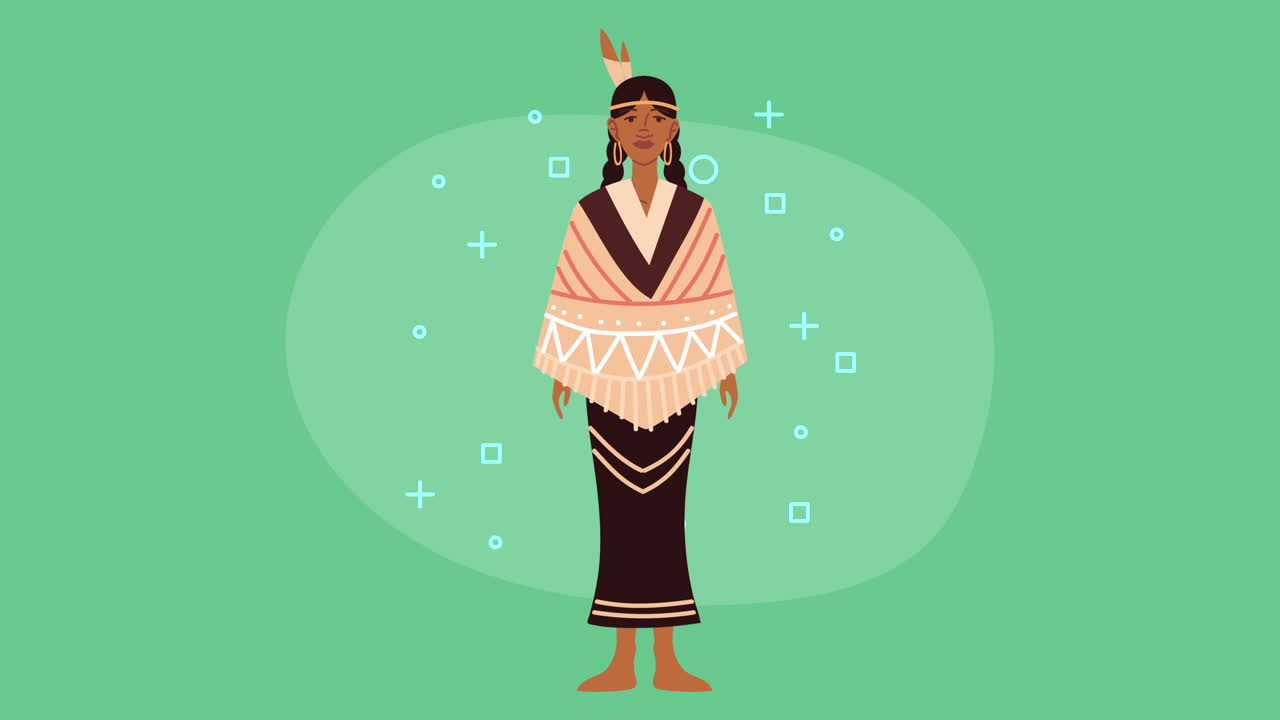 animación de personajes de etnia indígena femenina