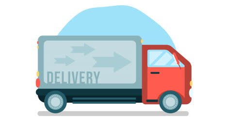 an animation of a flat design illustrated transport truck