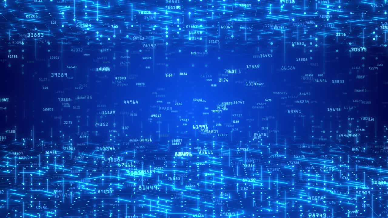 digital random digits with circuit board. Data Processing with circuit and matrix background