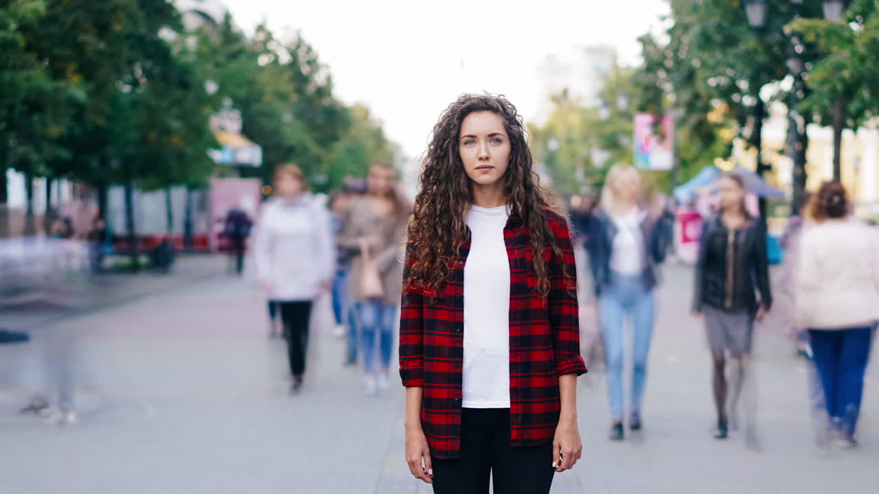 Young Woman in City Street