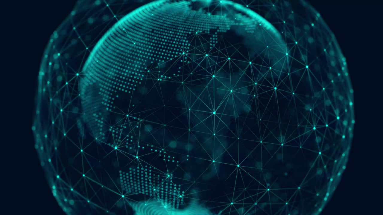 estructura de conexión de red. fondo de tecnología abstracta con datos de conexión digital en el planeta. mapa de la tierra de puntos. concepto de blockchain. renderización 3d.