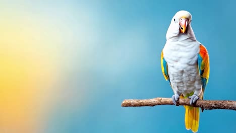 colorful exotic parrots perched on a branch
