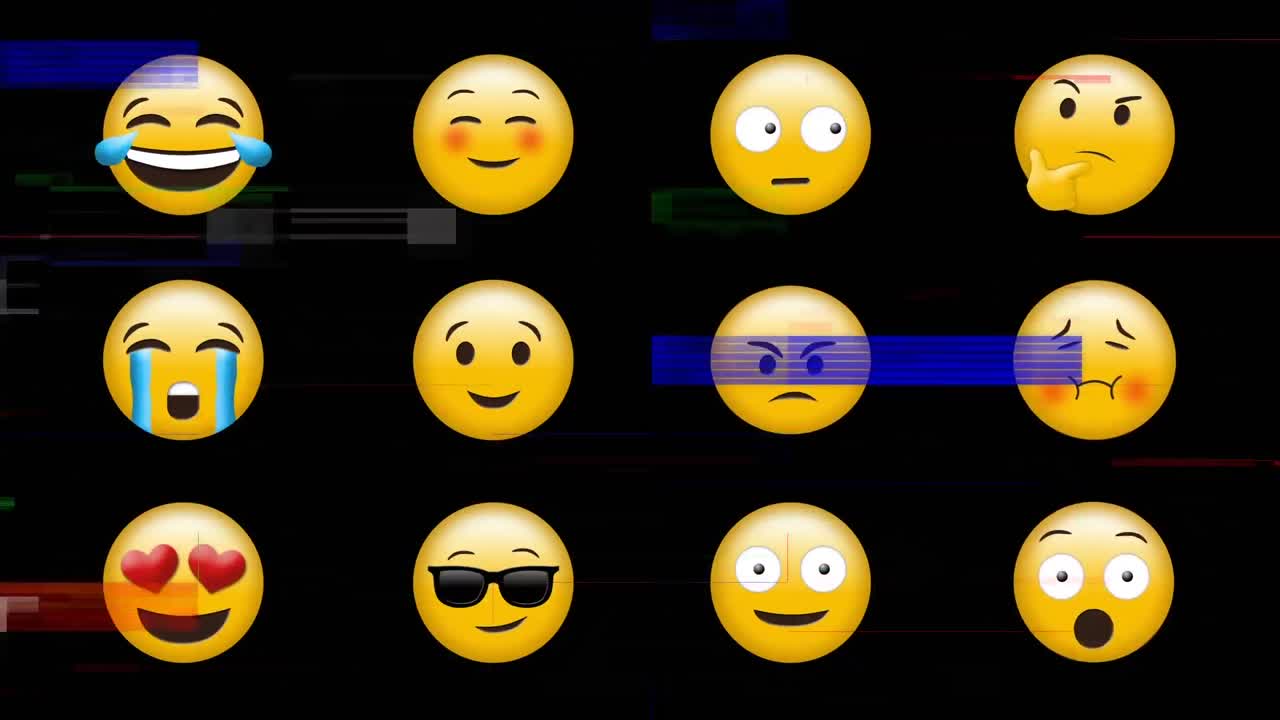 다른 감정과 반응을 가진 이모티콘