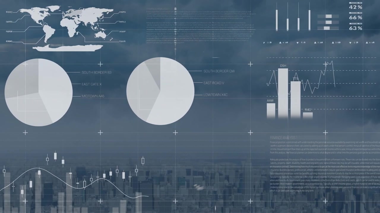 Animation of statistics and data processing on screen