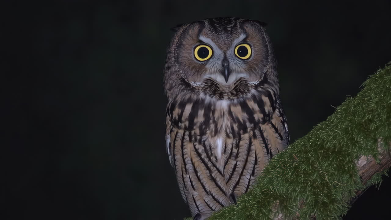 밤 에 가지 에 앉아 있는 부이