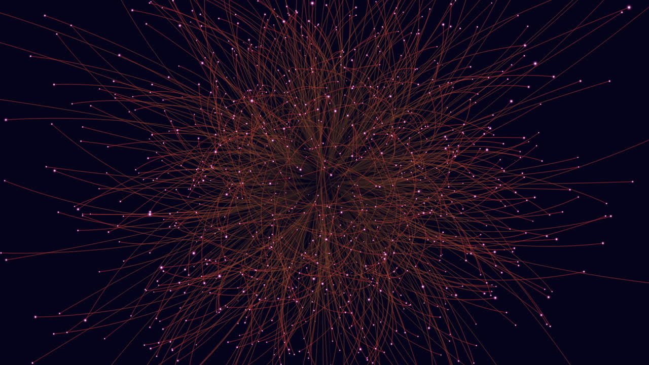 Abstract circular arrangement of lines and dots against dark background