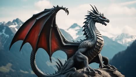 dark dragon on mountain