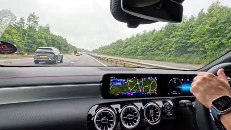 car journey on a rainy birmingham highway