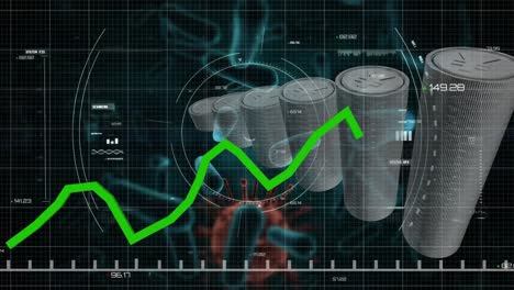 Animation-of-financial-data-processing-over-bitcoins-and-covid-19-cells