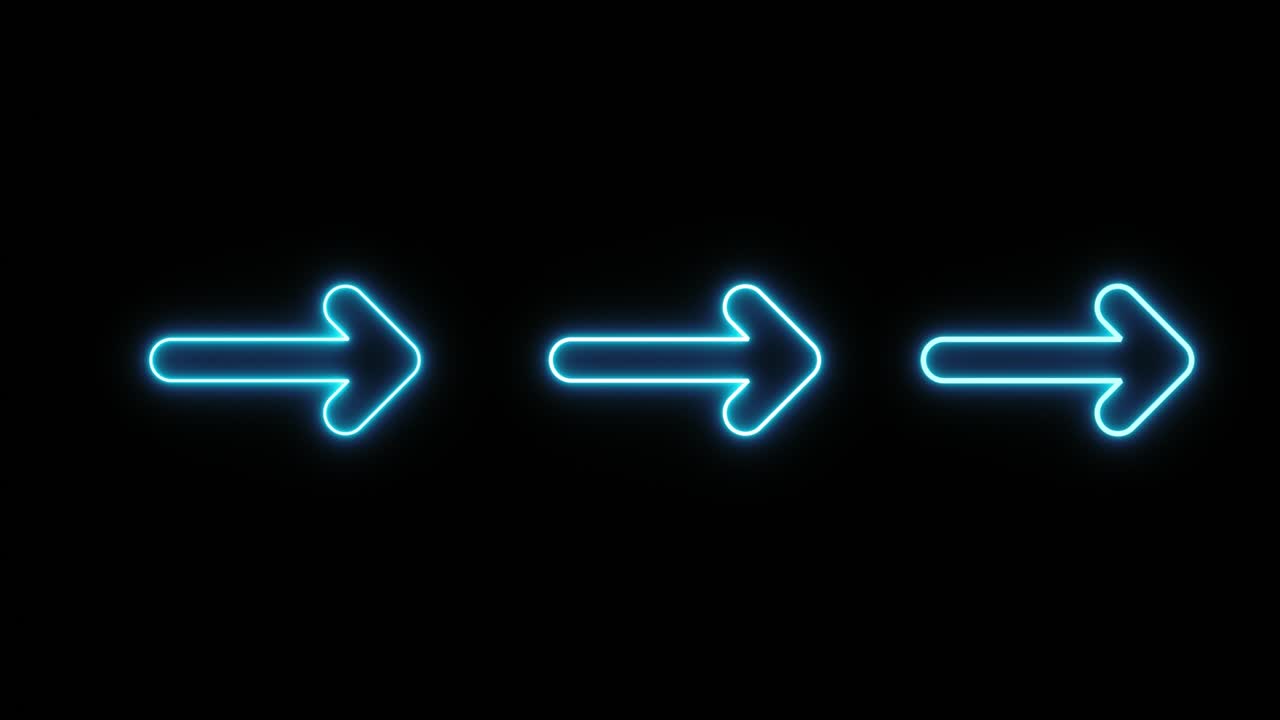 la dirección de la flecha de luz de neón de 4k en black blackgroud