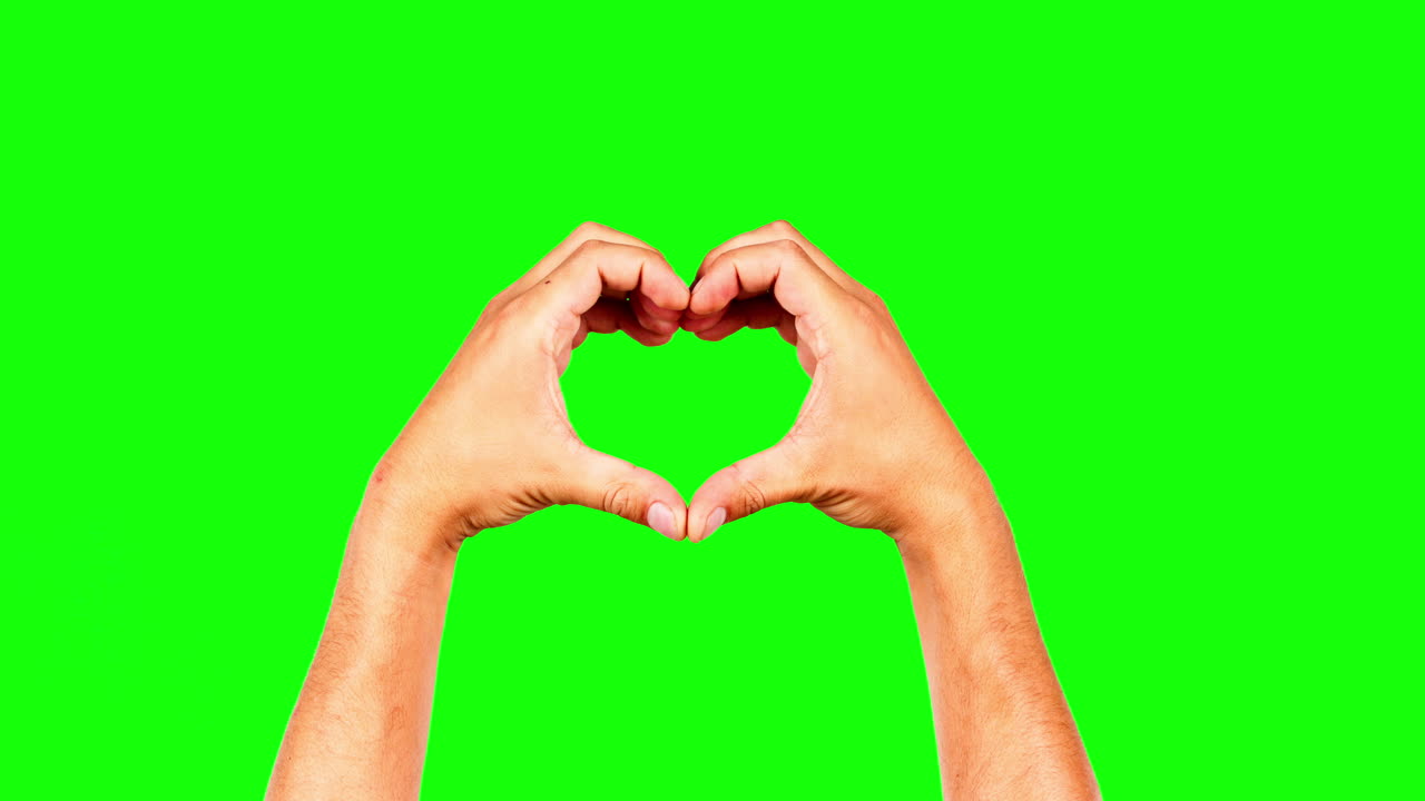 snap, corazón, roto y manos en una pantalla verde