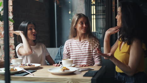 friends enjoying a cafe lunch and celebrating