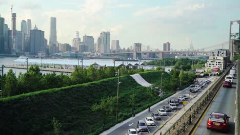 new york city skyline view from brooklyn heights