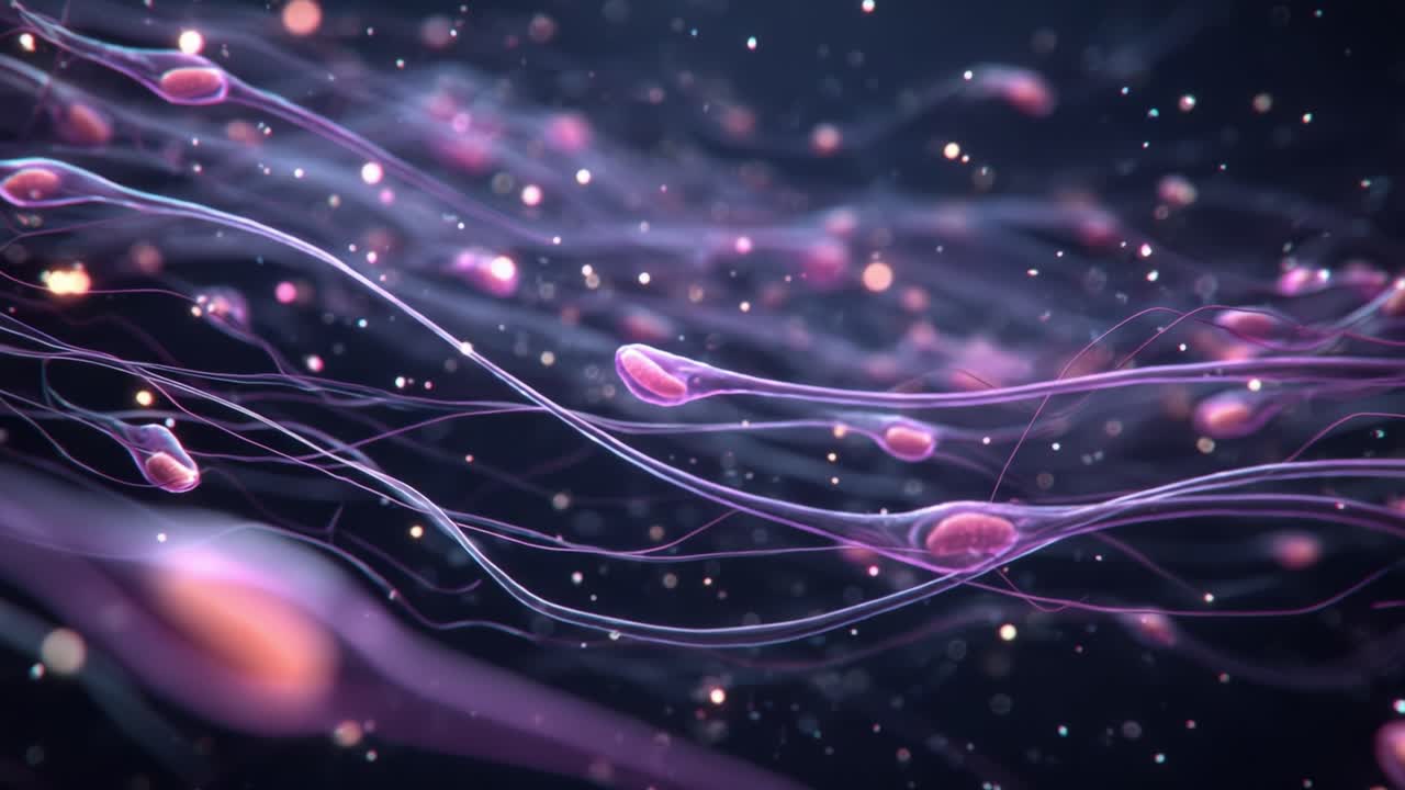 An Intricate Journey of Sperm Cells in Motion: A Captivating Visual Exploration of Reproductive Biology and Cellular Dynamics in Microscopic Detail