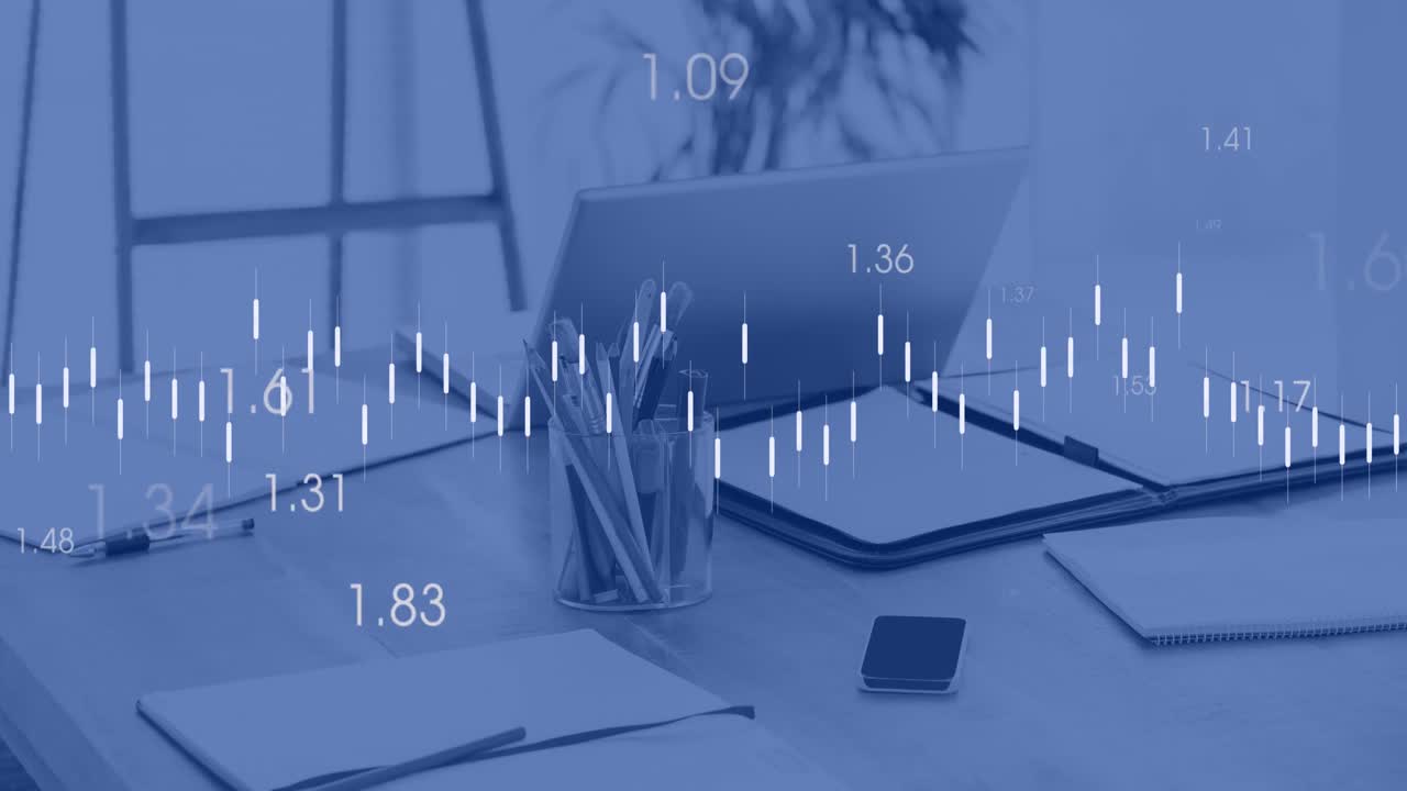 Animation of data processing against equipment on office desk