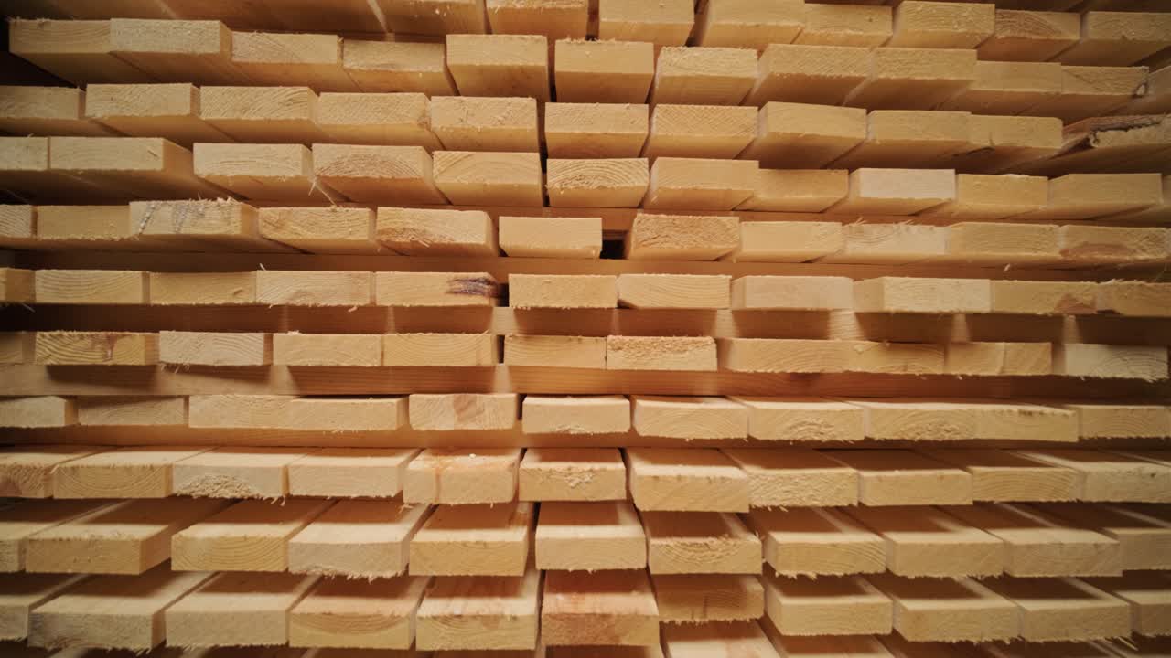 Tampilan Jarak Dekat Tumpukan Papan Kayu