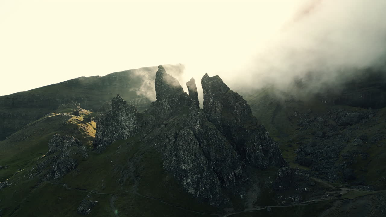 Misty Scottish Highlands Rock Formations
