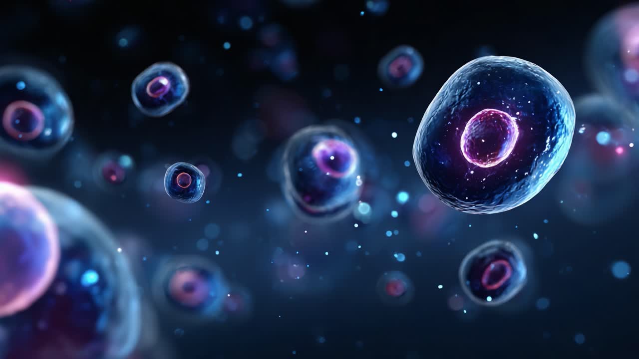 Exploring the Microscopic World: A Stunning Visualization of Cells in Motion, Showcasing Their Structure and Dynamic Interaction in a Digital Universe